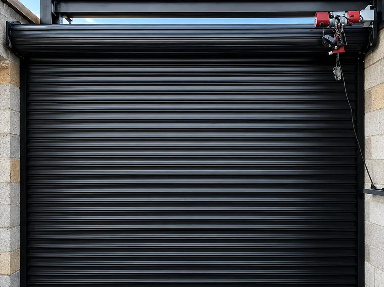 Porta de aço automática com motor de acionamento no topo